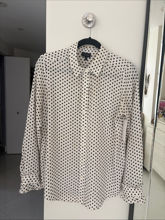 Who What Wear Tops - Who What Wear White Polka Dot Button-Front Blouse
